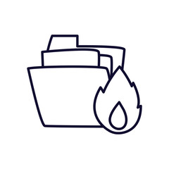 file and flame line style icon vector design