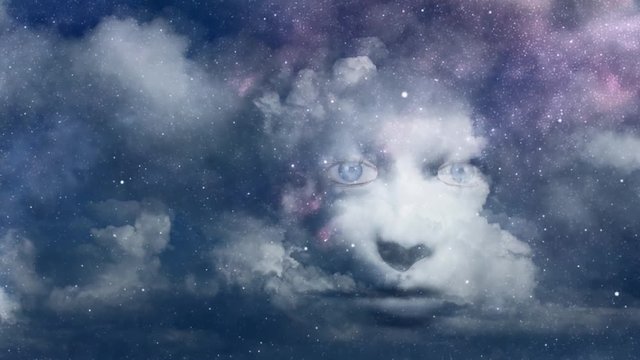 Mystic woman's face in the sky
