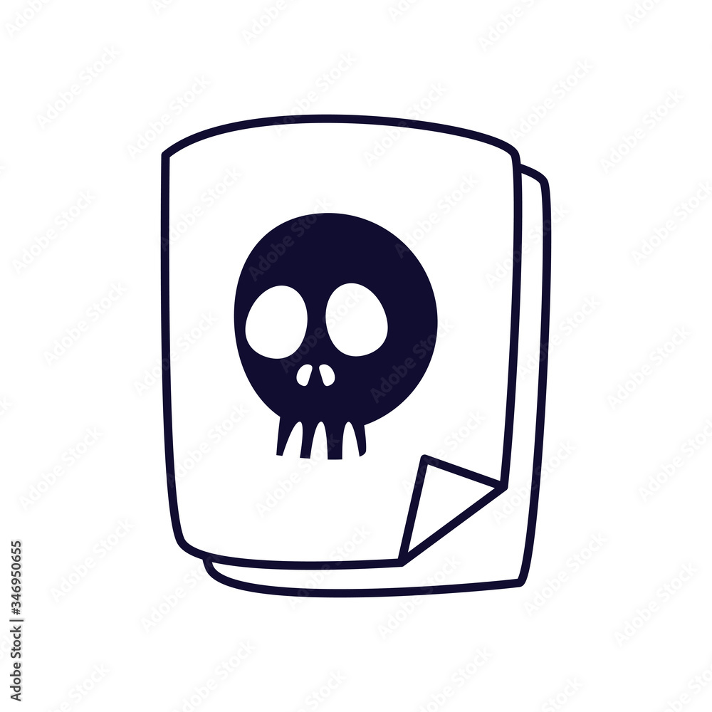 Poster document with skull line style icon vector design