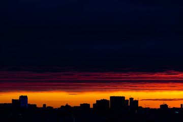 Fototapeta na wymiar silhouette of Moscow at sunset
