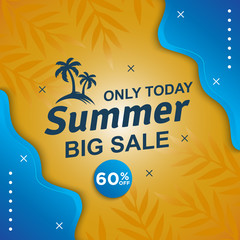 Summer sale vector illustration for social media banner, poster, shopping ads, marketing material.