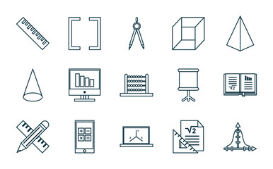 Math line style icon set vector design