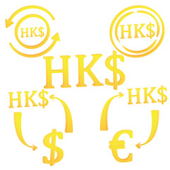 3D Hong Kong dollar currency symbol icon set vector illustration on a white background