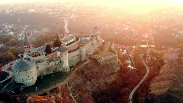 Sunrise above Kamianets-Podilskyi fortress, Ukraine