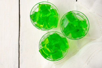 Lime jelly on white background