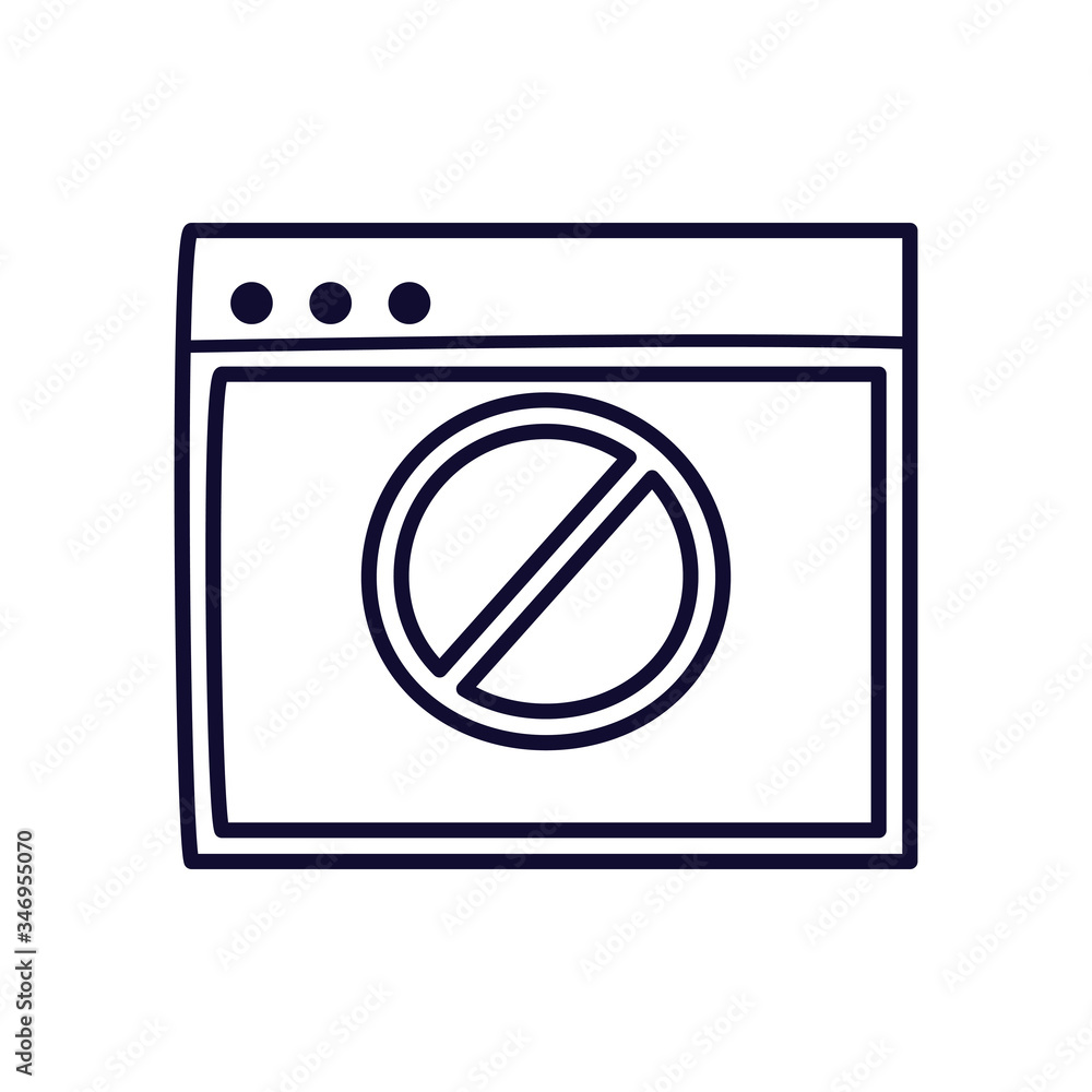 Poster website with forbidden symbol line style icon vector design
