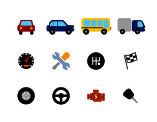 Colored transport cars icons