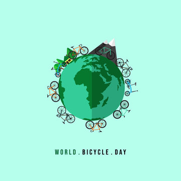 World Bicycle Day Vector Illustration with any bike on earth