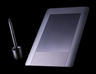Graphic tablet and pen for illustrators, designers and photographers isolated