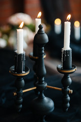 burning candles in a church