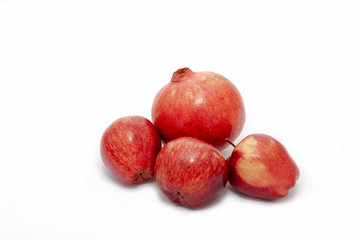 Red apple and Pomegranateon white background