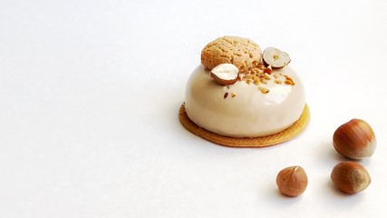 Dessert with uts on a white background
