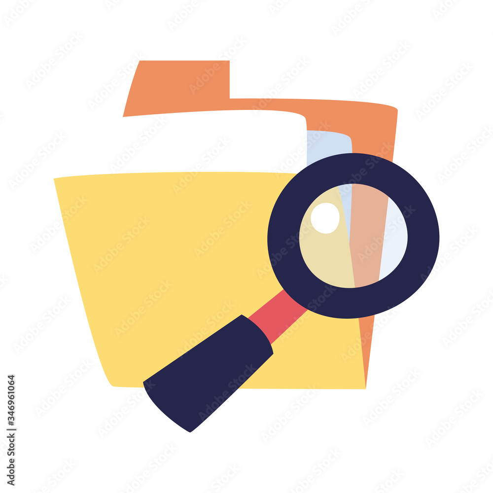Poster file and lupe flat style icon vector design
