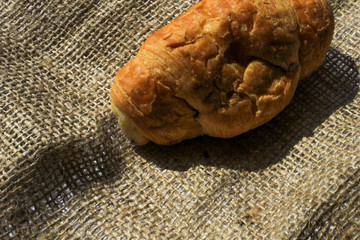 Croissant on a piece of cloth