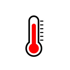 Hot Thermometer in flat style, high temperature design object. Vector element