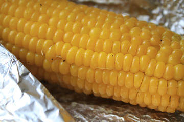 Corn baked in foil