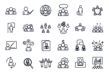 set Team Work icon template for graphic and web design collection. Meeting and more pack symbol logo vector illustration