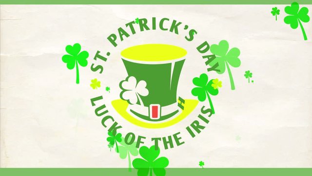 st patricks day notepad presentation with emblematic leprechaun headdress sketch on top of crumpled paper texture