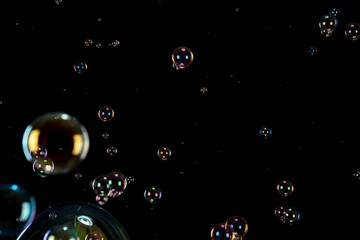 Bubbles at black background, colorfull.