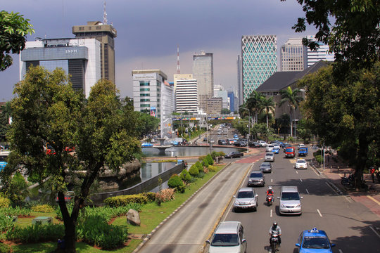 Jalan Medan Merdeka, in Jakarta on a sunny day