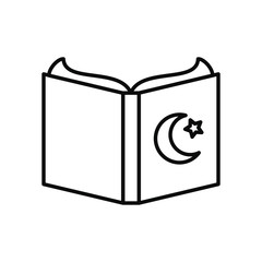 EID mubarak concept, open holy quran icon, line style