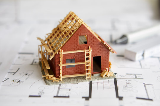 Architecture, model of home ownership on construction plan