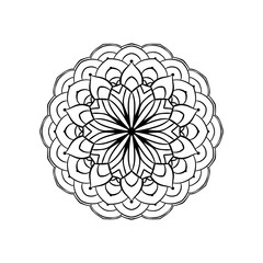 Hand drawn doodle floral mandala. Ethnic round lacy pattern with ornament. Coloring book page element for adults. Vector illustration