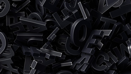 3d illustration of black metallic letters background