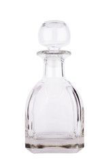 empty liqueur or whisky glass bottle isolated on white