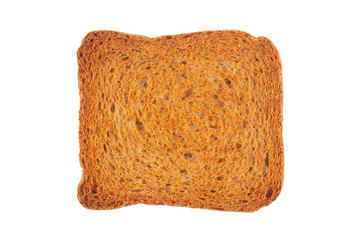 closeup of toasted bread slice on white background