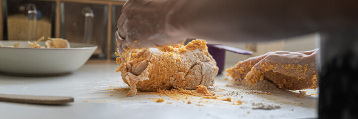 Woman making pasta dough