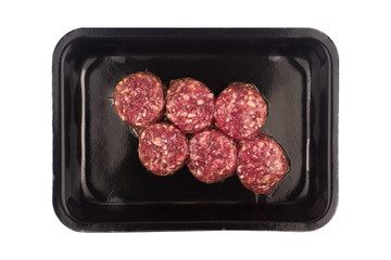 burger beef veal cutlets in black packaging