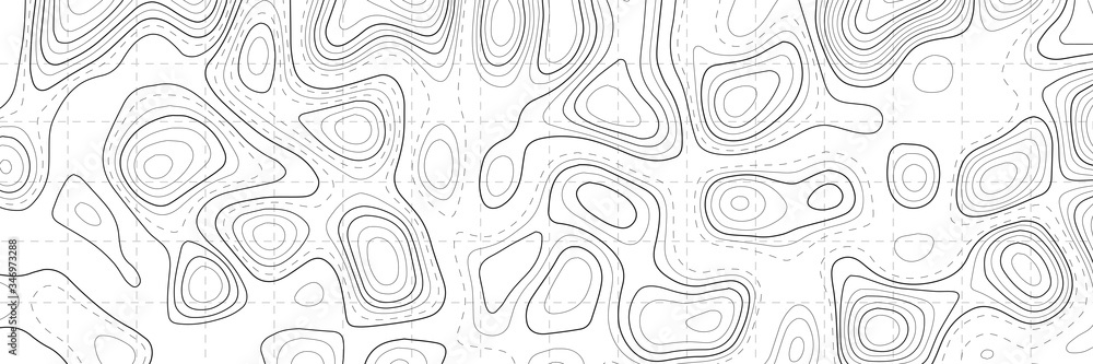 Poster topographic contour map on white background. vector grid map.