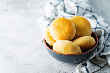 Baked patties in a grey bowl