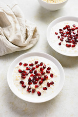Oatmeal porridge with pomegranate seeds