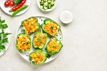 Baked green bell peppers