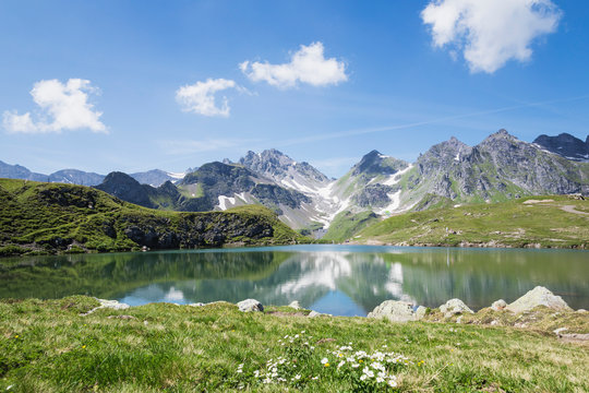 Switzerland, St Gallen Canton, Glarus Alps, Wangs Lake
