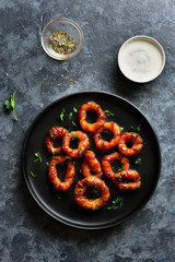Bacon wrapped onion rings