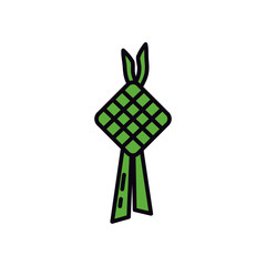 EID mubarak concept, ramadan ketutap icon, line and fill style