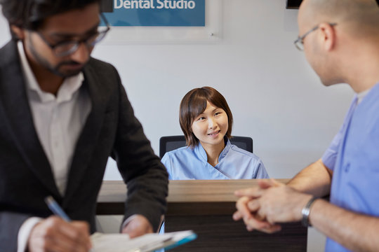 Reception desk of a dental practice