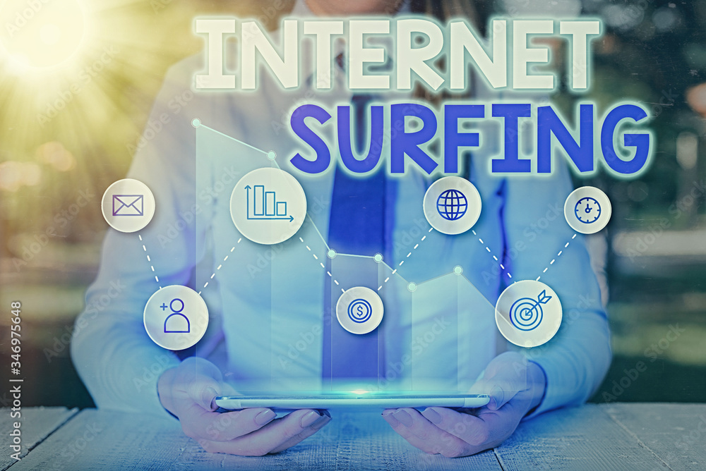 Poster conceptual hand writing showing internet surfing. concept meaning browsing hundred of websites using