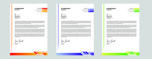 Corporate Letterhead Design With 3 Colors
