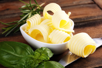 butter swirls. margarine or spread, fatty natural dairy product. High-calorie food for cooking and eating