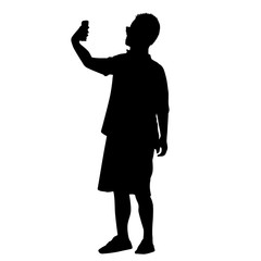 Man silhouette taking selfie with smartphone