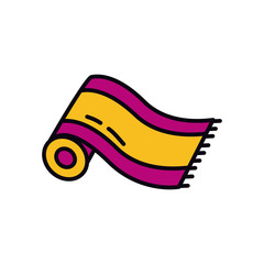 EID mubarak concept, prayer rug icon, line and fill style