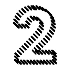 3D ROUGH BLACK SCRIBBLE DOT OUTLINE NUMBER : 2 TWO
