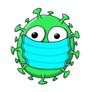 Virus Cartoon mit Mundschutz-Maske