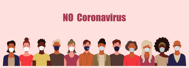 people of different sex and age in medical masks