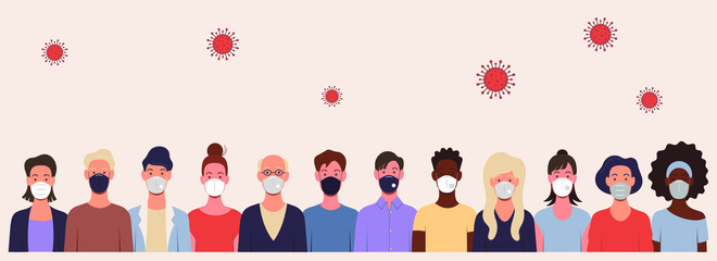 people of different sex and age in medical masks