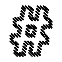 3D ROUGH BLACK SCRIBBLE DOT OUTLINE SPECIAL MARK : # HASHTAG